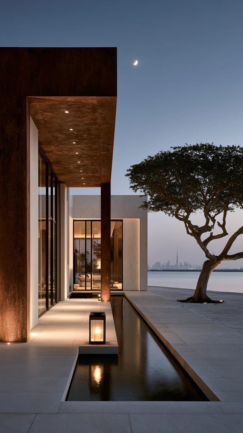 Waterfront Villa — Dubai Skyline View
